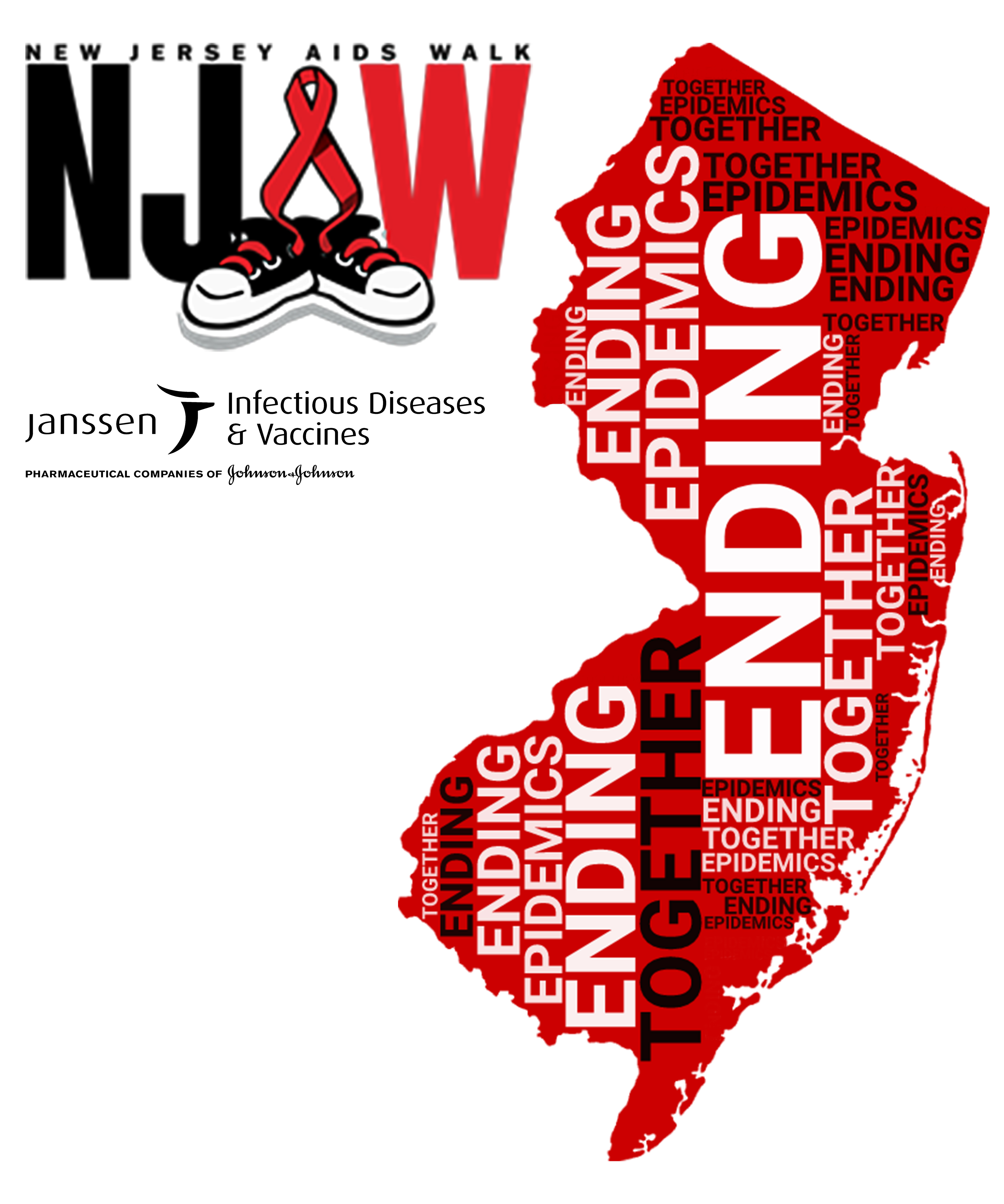 Collaboratively crafted t-shirt logo for the 2023 New Jersey AIDS Walk, in conjunction with "Out in Jersey."